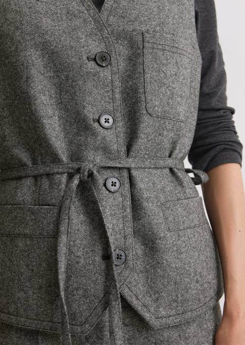Tweed gilet getailleerd Black in detailaanzicht