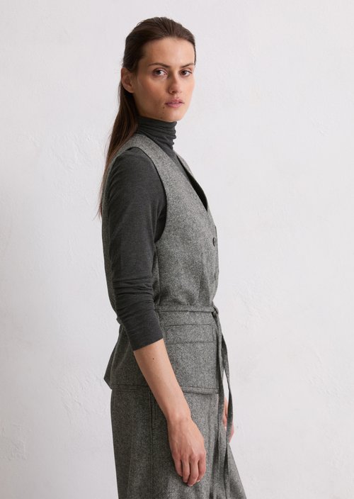 Tweed vest fitted — Black