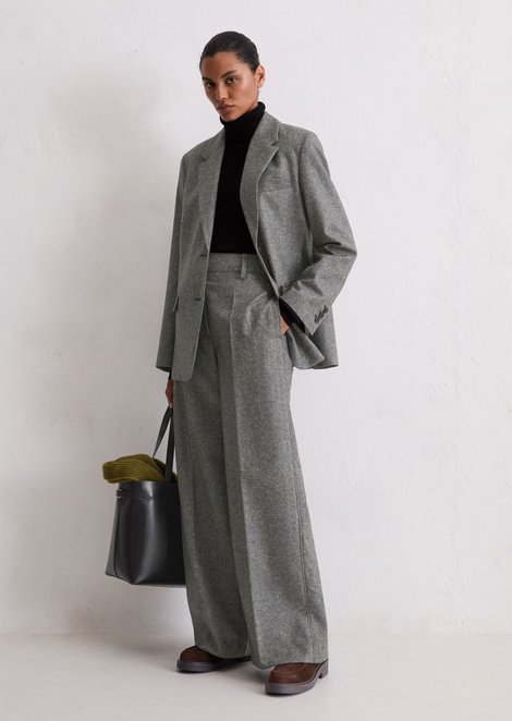 Marc O'Polo Tweedblazer relaxed, Damen, schwarz, Gr. 32, 60% Wolle, 35% Polyester, 5% Polyamid