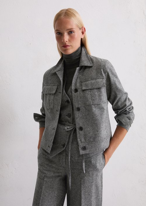 Tweed jacket relaxed cropped — Black