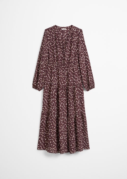 Tiered dress with all-over relaxed print — Medium Brown