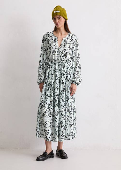 Gespreide jurk met all-over relaxte print Light Blue in vooraanzicht