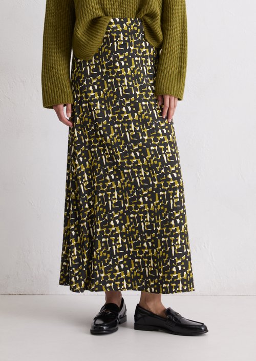 Flared maxi skirt — Medium Green