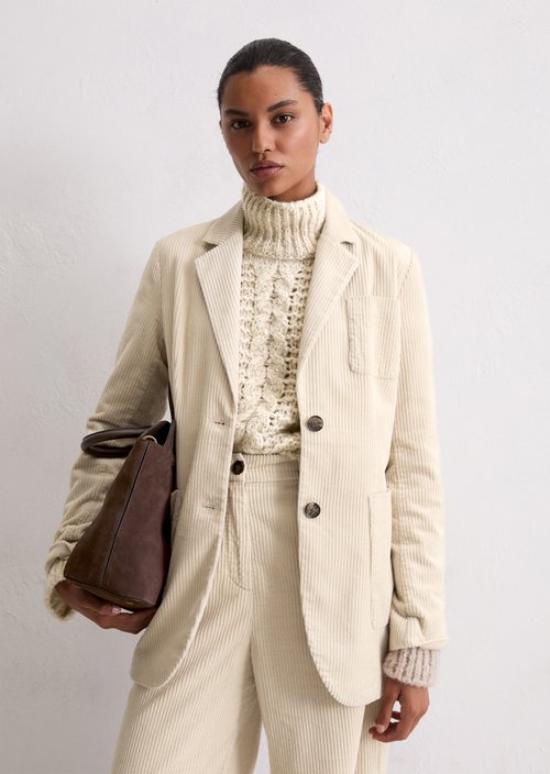 Corduroy blazer shaped — Light Oat
