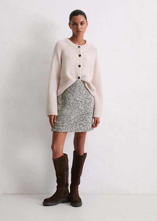 Bouclé mini skirt regular — Dark Brown