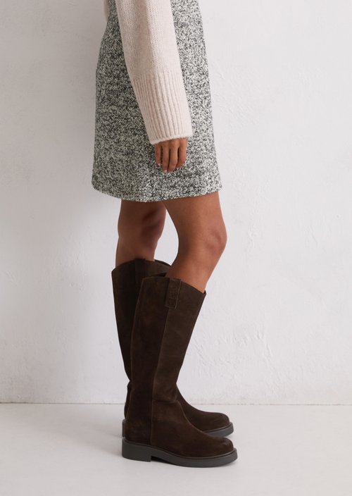 Bouclé mini skirt regular — Dark Brown