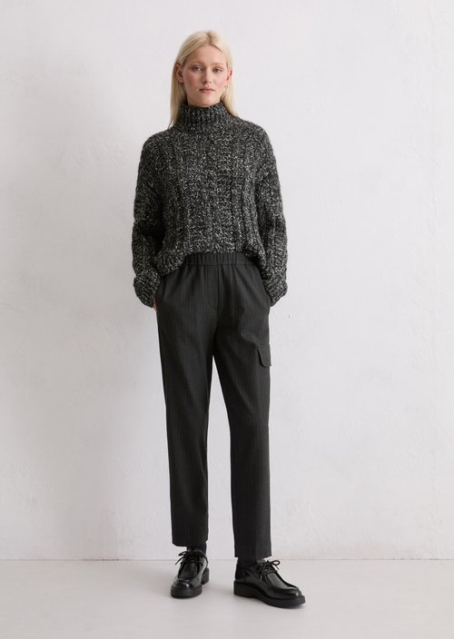 Relaxed pinstripe flannel trousers — Dark Grey