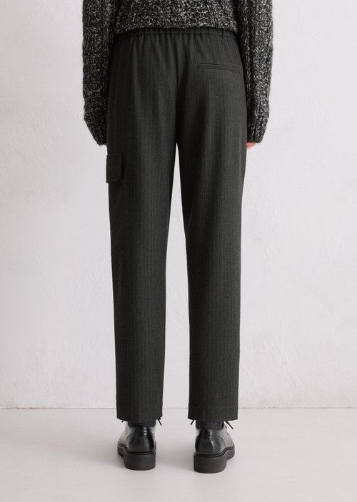Relaxed pinstripe flannel trousers — Dark Grey