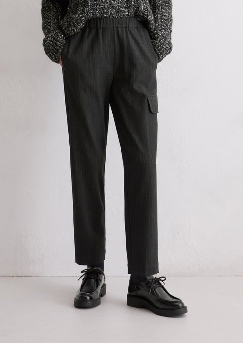 Relaxed pinstripe flannel trousers — Dark Grey