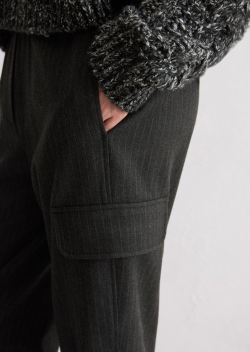 Relaxed pinstripe flannel trousers — Dark Grey