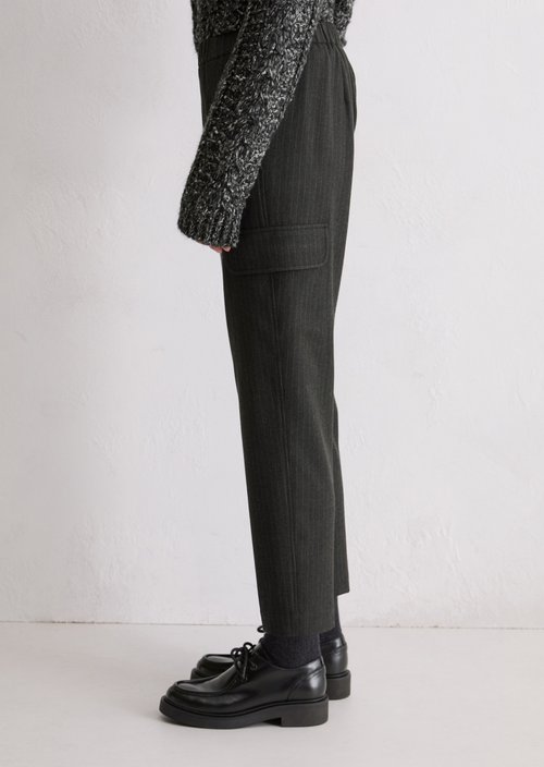 Relaxed pinstripe flannel trousers — Dark Grey