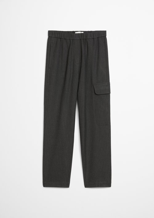 Relaxed pinstripe flannel trousers — Dark Grey
