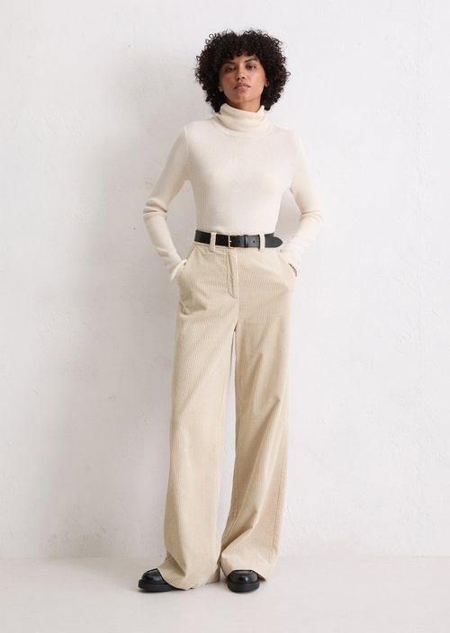 Corduroy pants wide — Light Oat