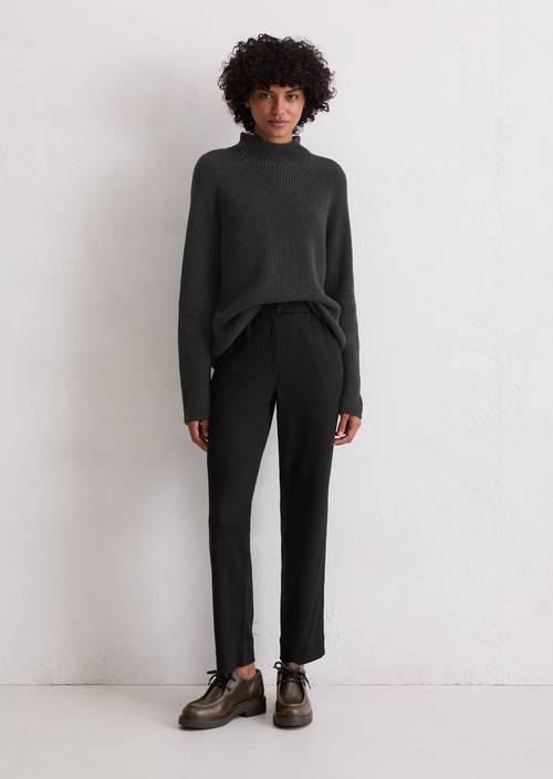 Twill jersey broek regular Black in vooraanzicht