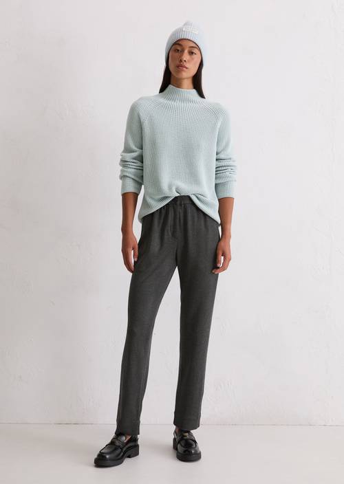 Twill jersey broek regular Dark Grey in vooraanzicht