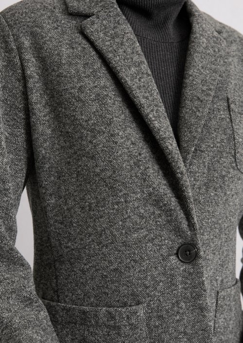 Relaxed jersey tweed blazer — Dark Grey