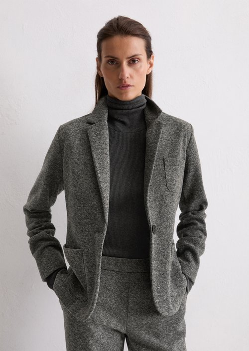 Relaxed jersey tweed blazer — Dark Grey