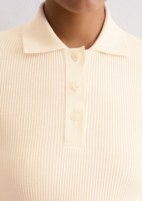 DfC long sleeve polo shirt slim — Chalky Sand