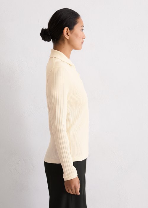 DfC long sleeve polo shirt slim — Chalky Sand
