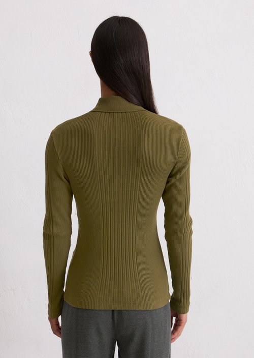DfC long sleeve polo shirt slim — Mossy Olive