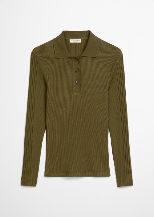 DfC long sleeve polo shirt slim — Mossy Olive