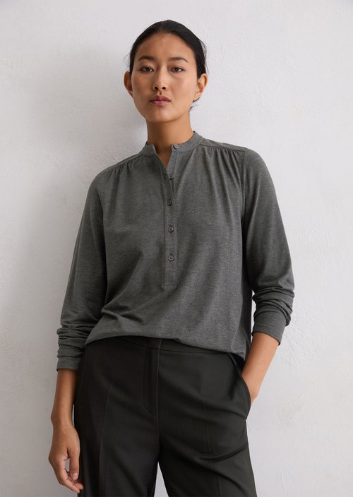 Relaxed jersey blouse — Dark Grey Melange