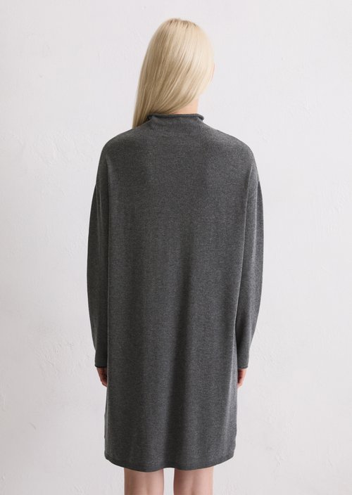 Relaxed fine knit sweater dress — Dark Grey Melange