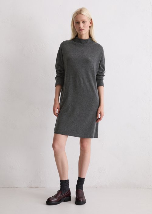 Relaxed fine knit sweater dress — Dark Grey Melange