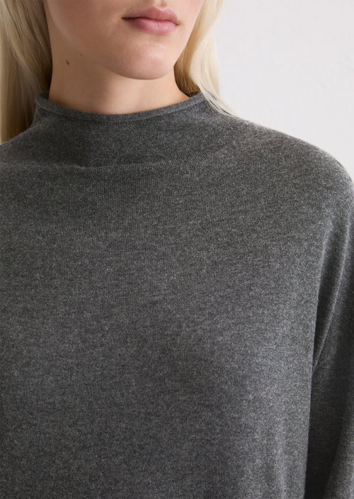 Relaxed fine knit sweater dress — Dark Grey Melange