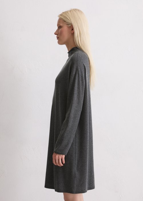 Relaxed fine knit sweater dress — Dark Grey Melange