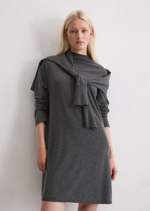 Relaxed fine knit sweater dress — Dark Grey Melange