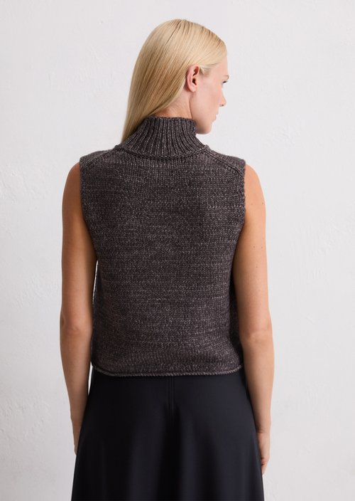 Sleeveless sweater loose — Dark Coffee