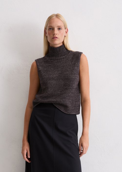 Sleeveless sweater loose — Dark Coffee
