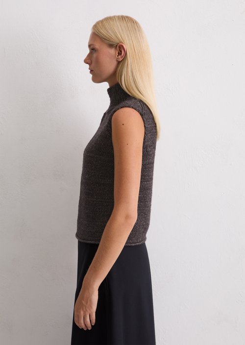 Sleeveless sweater loose — Dark Coffee