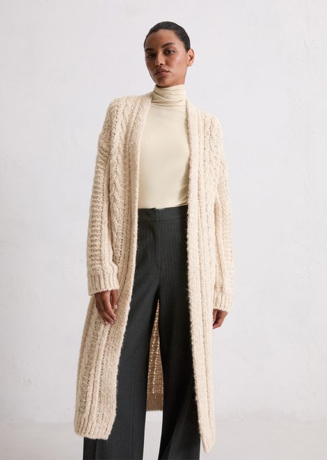Marc O'Polo Lang vest oversized, Dames, beige, Xxs, 44% Alpaca, 32% Katoen, 13% Polyamide, 11% Ruw wol