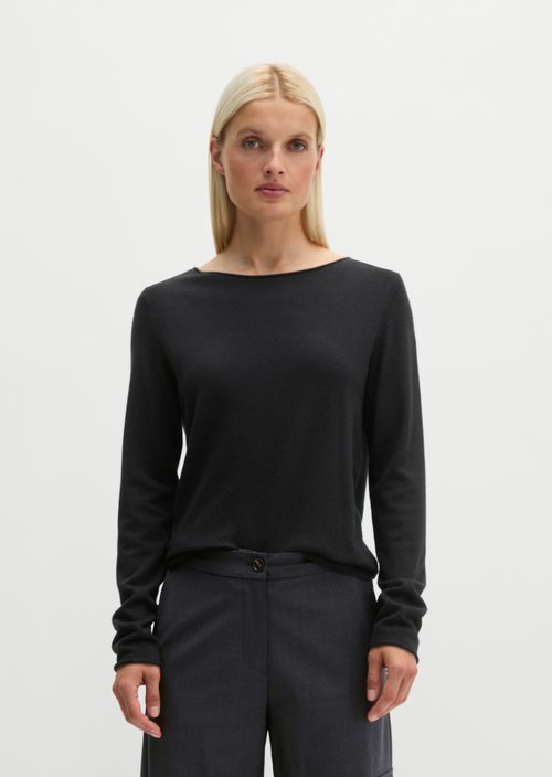 Regular fine knit sweater — Black