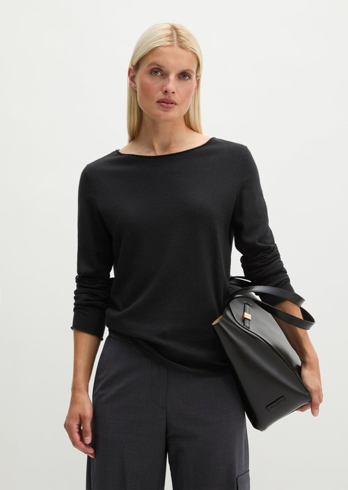 Regular fine knit sweater — Black