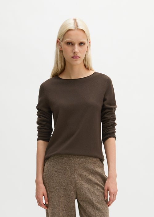 Regular fine knit sweater — Burnt Coffee