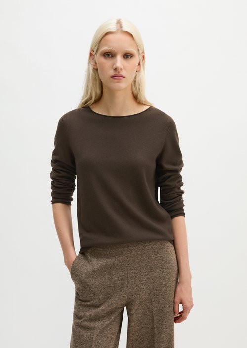 Regular fine knit sweater — Burnt Coffee