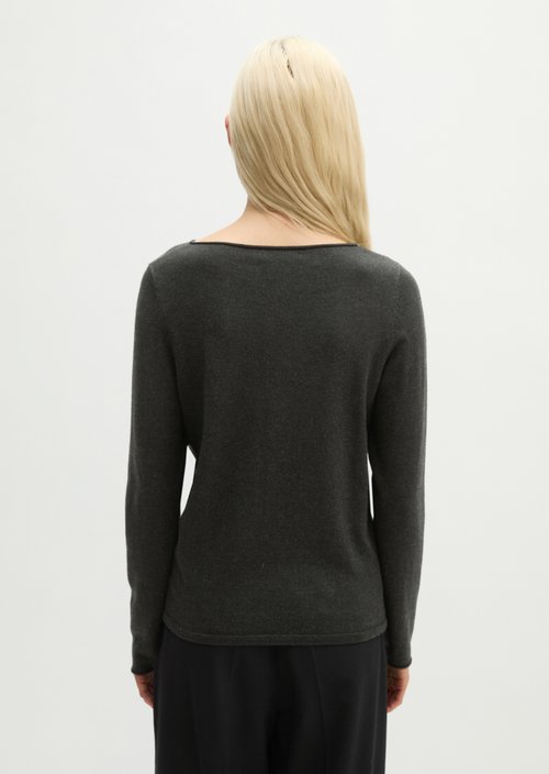 Regular fine knit sweater — Coal Grey Melange