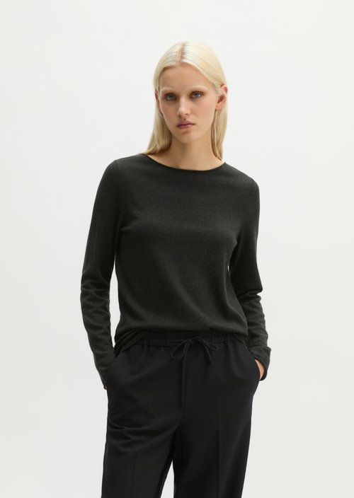 Regular fine knit sweater — Coal Grey Melange