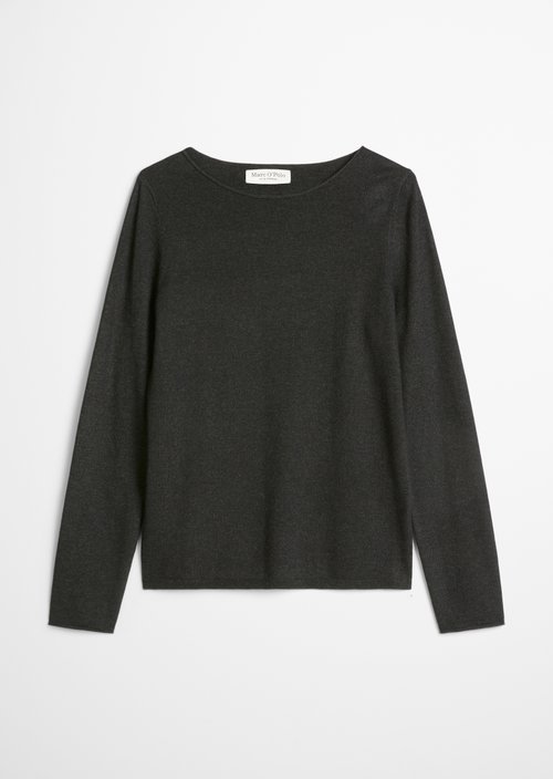 Regular fine knit sweater — Coal Grey Melange