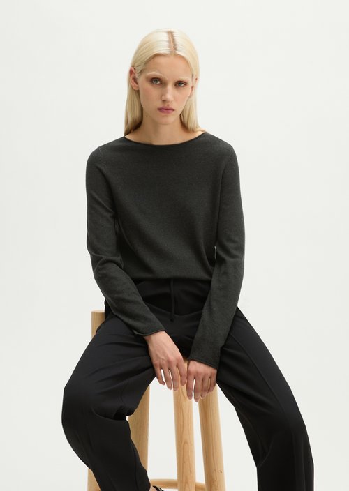 Regular fine knit sweater — Coal Grey Melange
