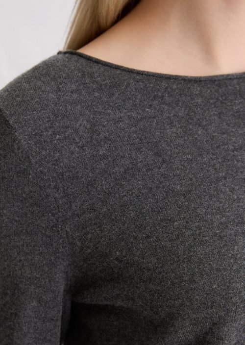 Regular fine knit sweater — Dark Grey Melange