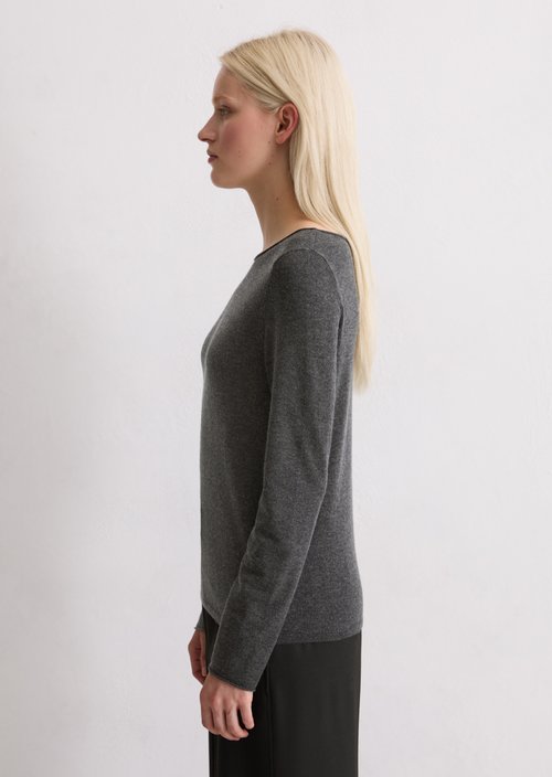 Regular fine knit sweater — Dark Grey Melange