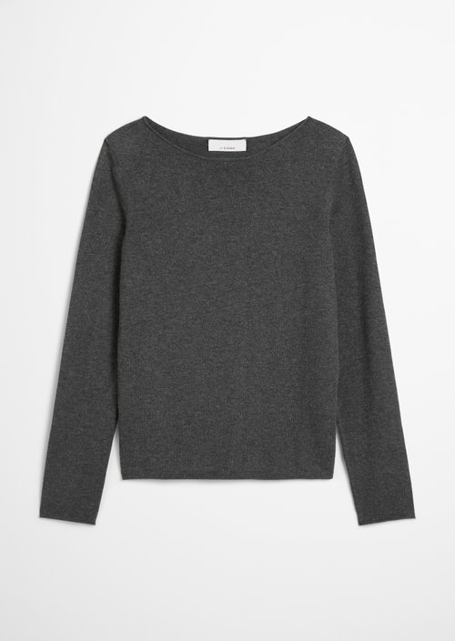 Regular fine knit sweater — Dark Grey Melange