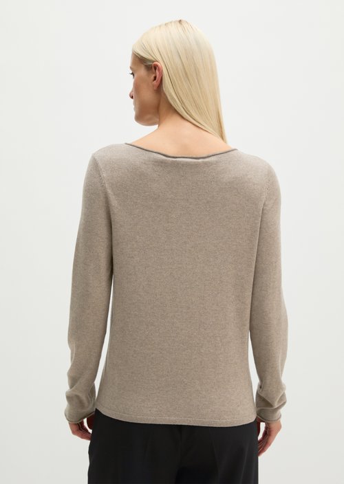 Regular fine knit sweater — Stone Taupe Melange