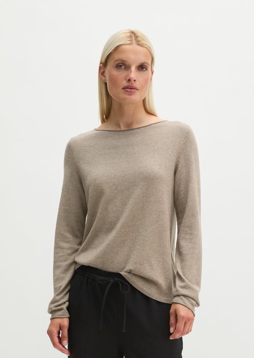 Regular fine knit sweater — Stone Taupe Melange