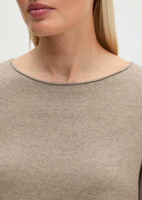 Regular fine knit sweater — Stone Taupe Melange