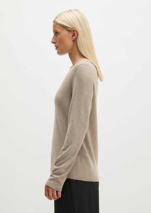 Regular fine knit sweater — Stone Taupe Melange